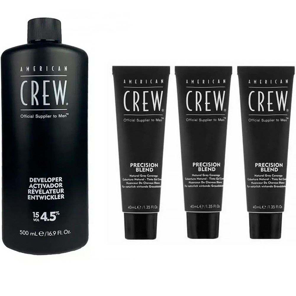Набор с проявителем для маскировки седых волос уровень 7-8 American Crew Precision Blend Light 3х40